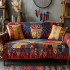 Aztec Owl in Red and Gold Sofa Cover