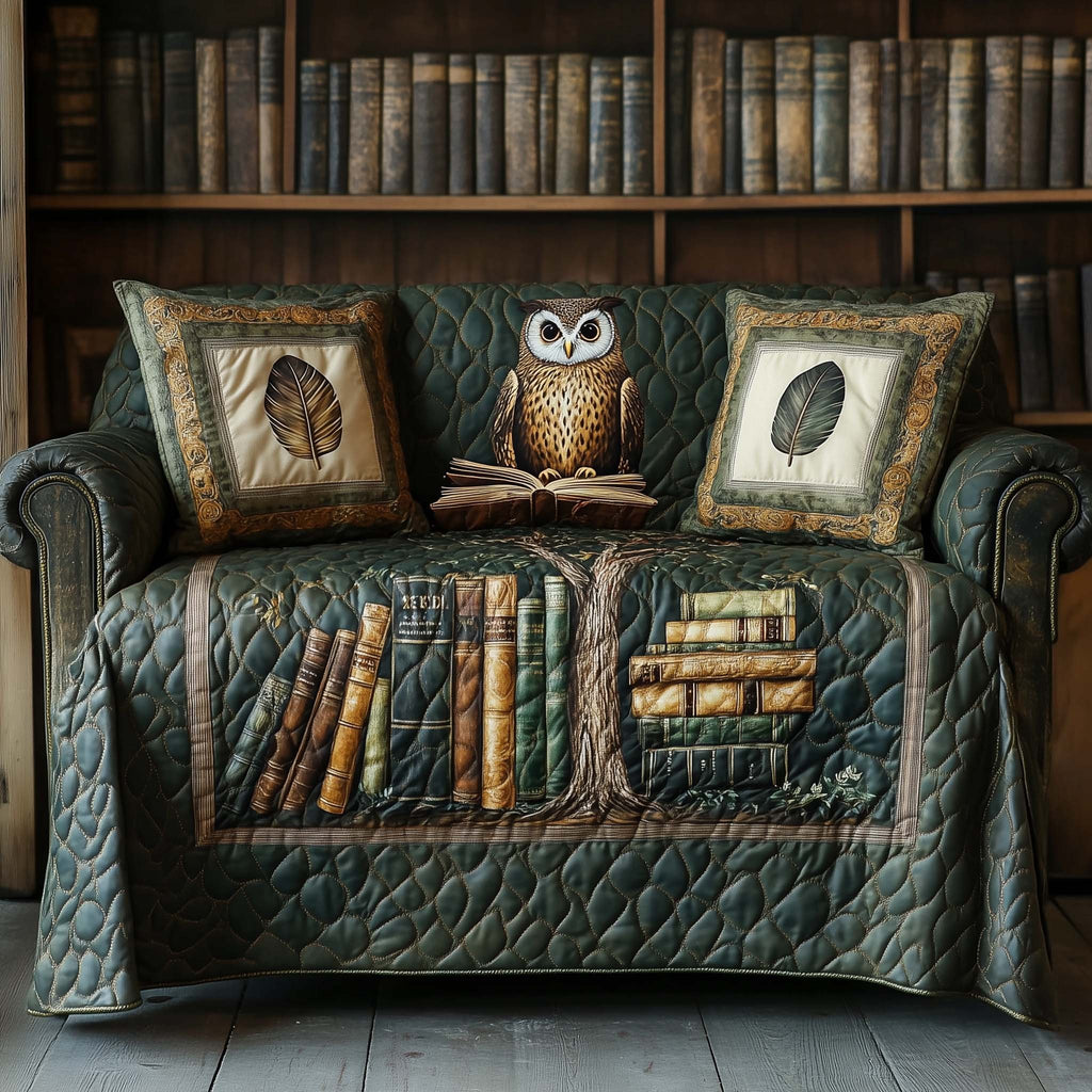 Owl Perched on the Bookshelf Sofa Cover