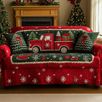 Red Truck Carrying Christmas Gifts Sofa Cover