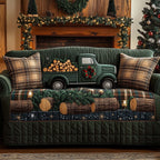 Green Truck with Wreath and Logs Sofa Cover