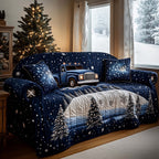 Blue Truck on the Snowy Night Sofa Cover