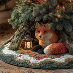 Fox with a Lantern in the Hollow Christmas Tree Skirt