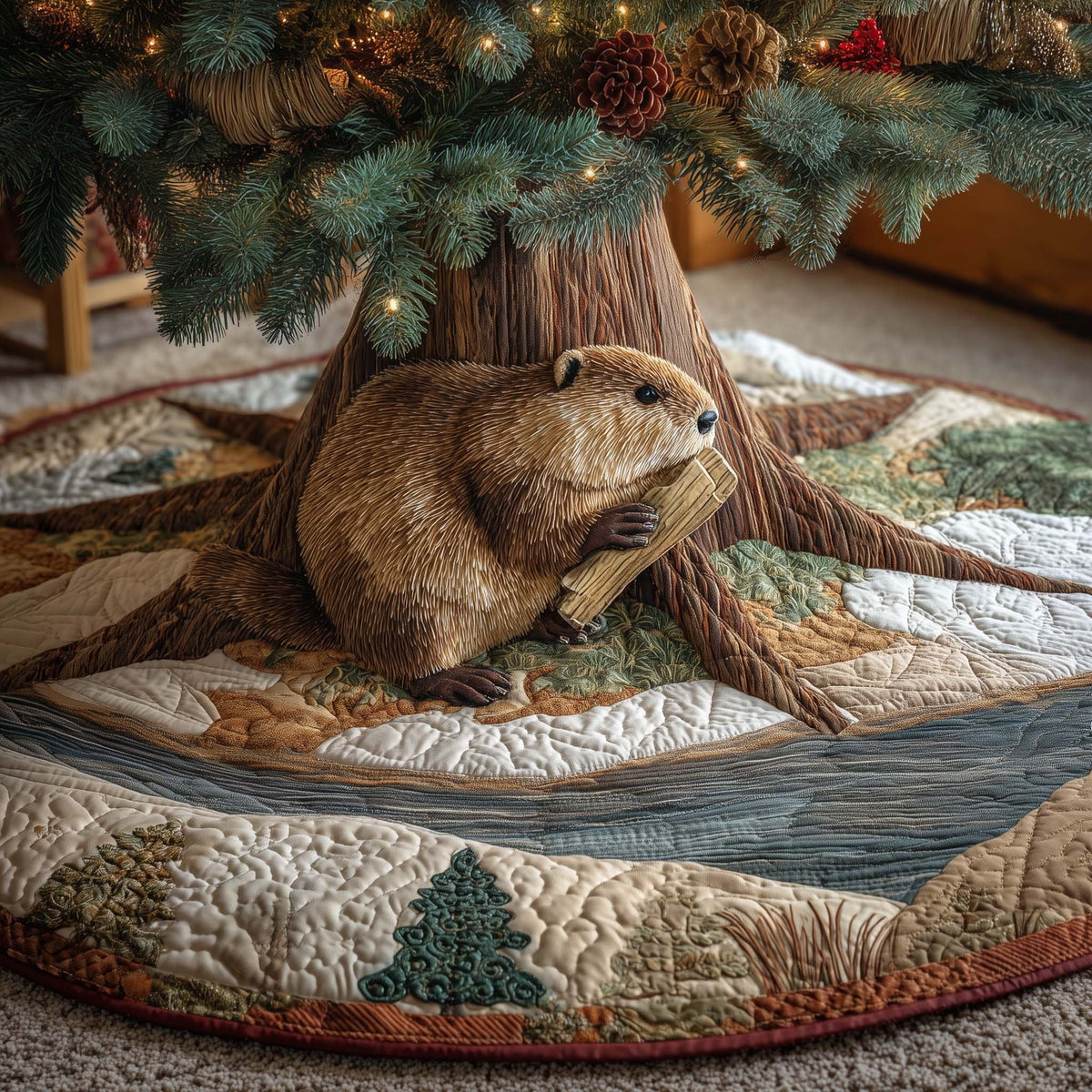 Beaver Heaven Christmas Tree Skirt