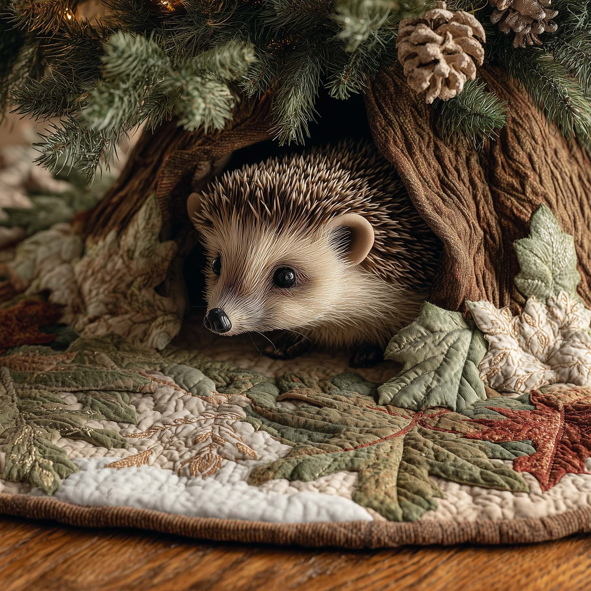 Woodland Hedgehog Christmas Tree Skirt