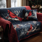 Cardinals on Navy Snow Branches Sofa Cover