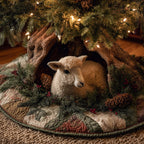Brown Lamb Under Pine Boughs Christmas Tree Skirt