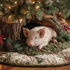 Pig in the Hollow with Pine Boughs Christmas Tree Skirt