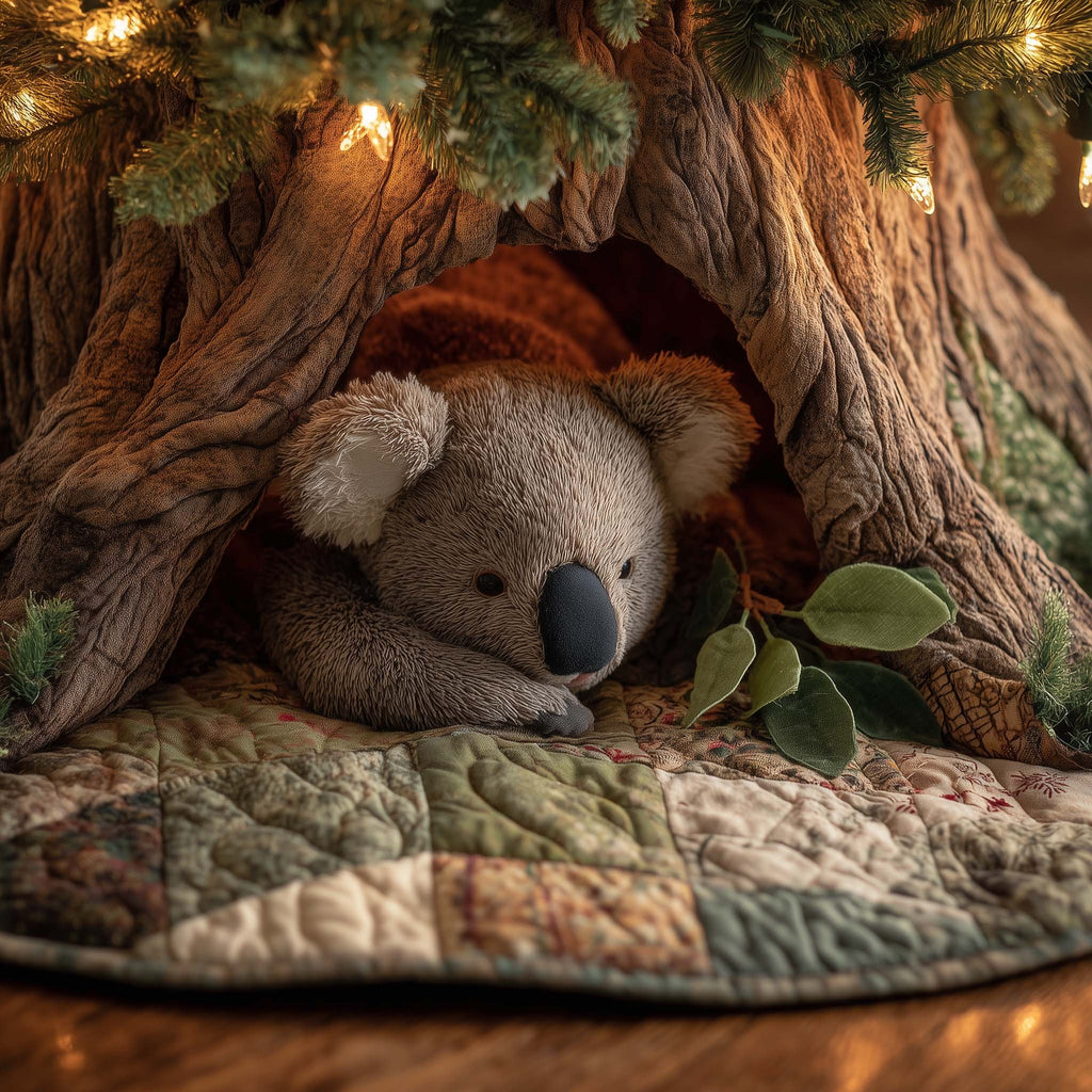 Koala with Eucalyptus Leaves Christmas Tree Skirt