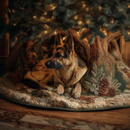 German Shepherd in a Log Den Christmas Tree Skirt