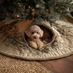 Apricot Poodle on Cream Quilt Christmas Tree Skirt