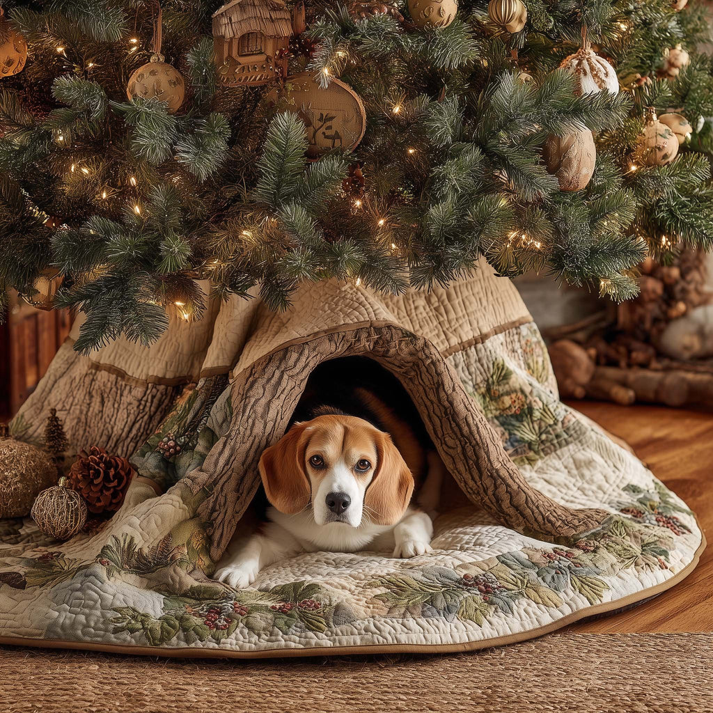Beagle Hidden Cave Christmas Tree Skirt
