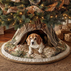 Beagle Resting on Sage Green Quilt Christmas Tree Skirt