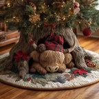 Highland Cow in a Plaid Hat Christmas Tree Skirt