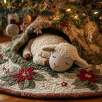 Lamb Sleeping in the Green Hollow Christmas Tree Skirt