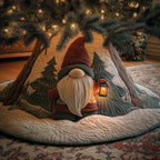 Gnome with a Lantern in the Pines Christmas Tree Skirt
