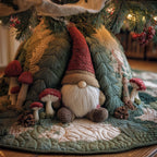 Mushroom Forest Gnome Christmas Tree Skirt