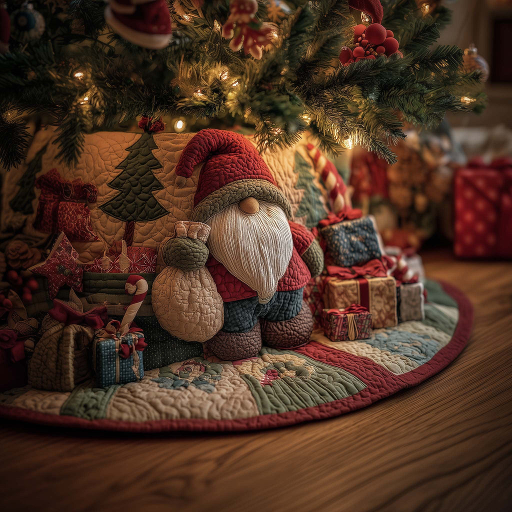 Gnome with Gift Sack Christmas Tree Skirt