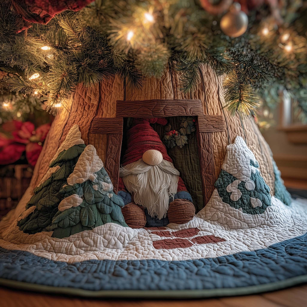 Cabin Window Gnome Christmas Tree Skirt