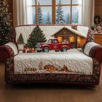 Red Truck at the Log Cabin Sofa Cover