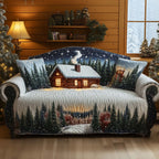 Smoking Chimney Cabin in Navy Pines Sofa Cover