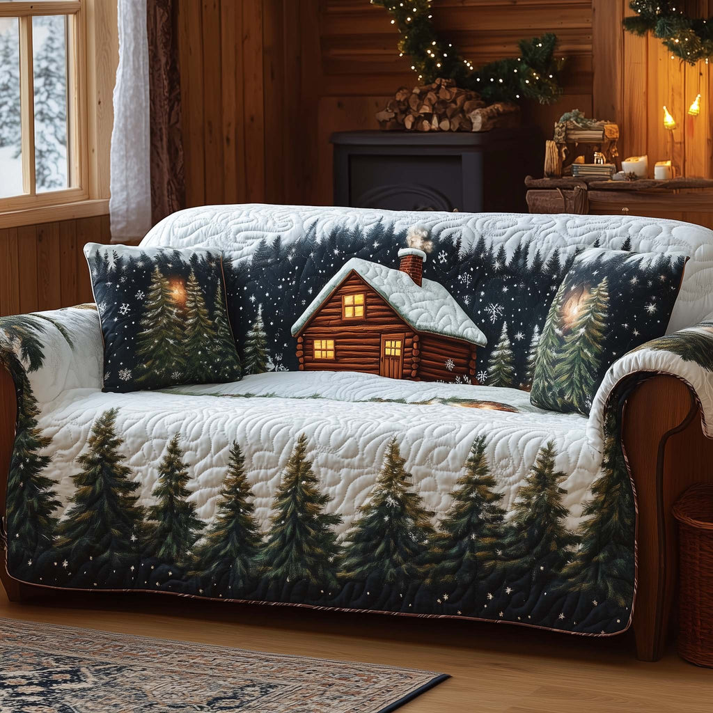 Cabin in the White Pine Forest Sofa Cover