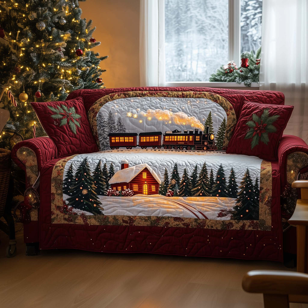 Red House on the Snowy Ridge Sofa Cover