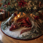 Red Dragon Resting Under Pines Christmas Tree Skirt