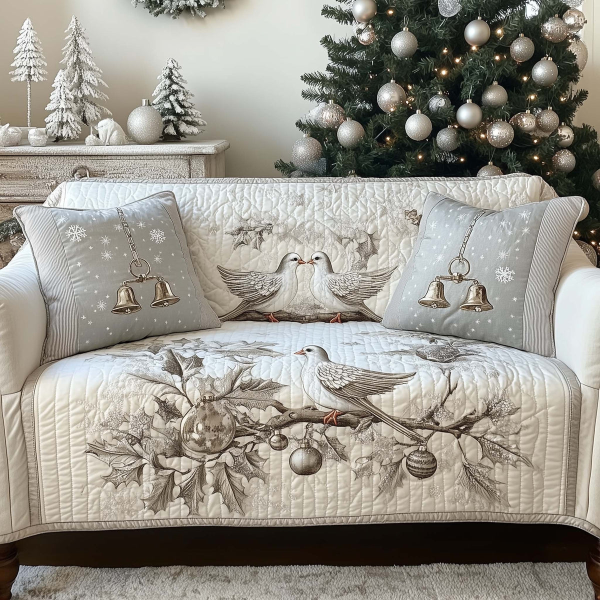 Elegant White Dove Sofa Cover