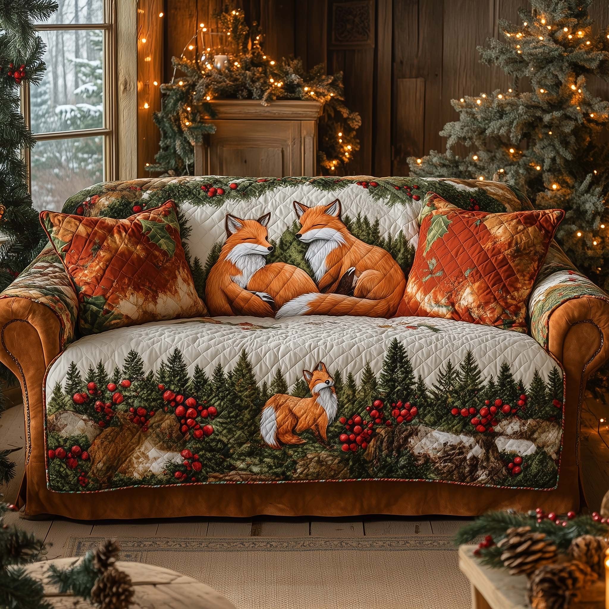 Two Foxes in the Berry Woods Sofa Cover