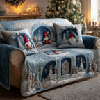 Gnomes on the Icy Blue Snow Sofa Cover