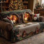 Gnomes in the Glowing Mushroom Tunnels Sofa Cover