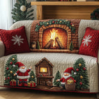 Gnomes Beside the Brick Fireplace Sofa Cover