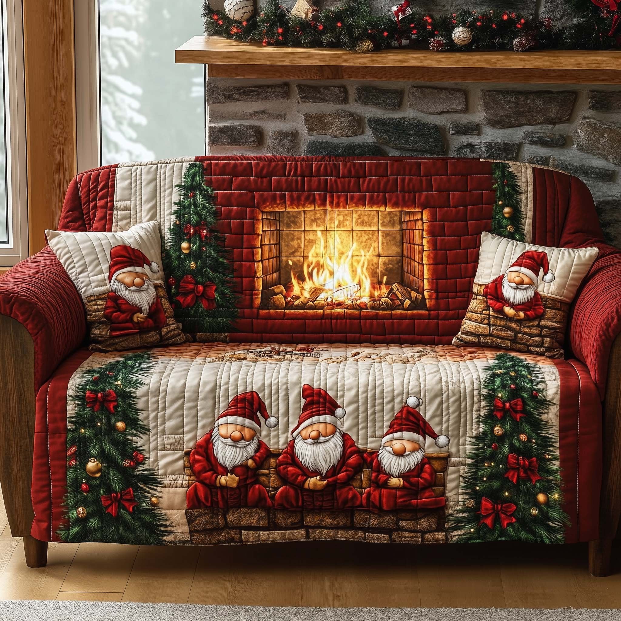 Gnome Row at the Red Hearth Sofa Cover