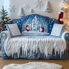 Gnomes at the Frozen Ice Castle Sofa Cover