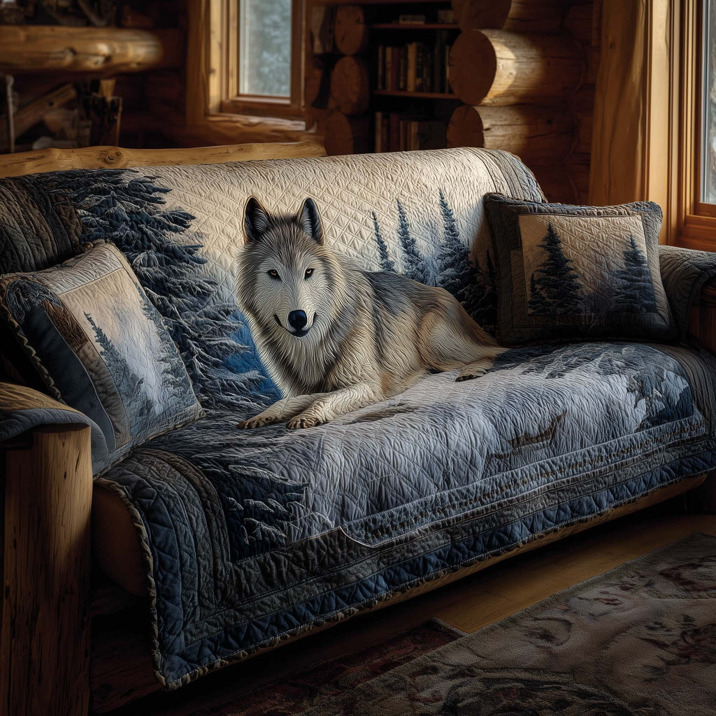 Wolf Lying Below the Mountain Pines Sofa Cover