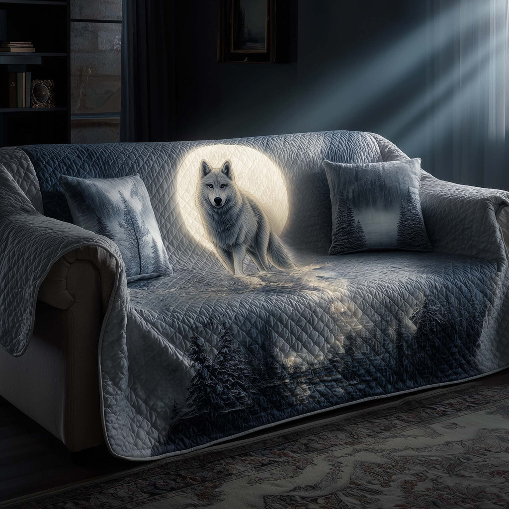 Wolf Standing in the Moonlight Sofa Cover
