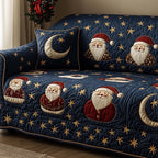 Santas Under the Navy Moon Sofa Cover