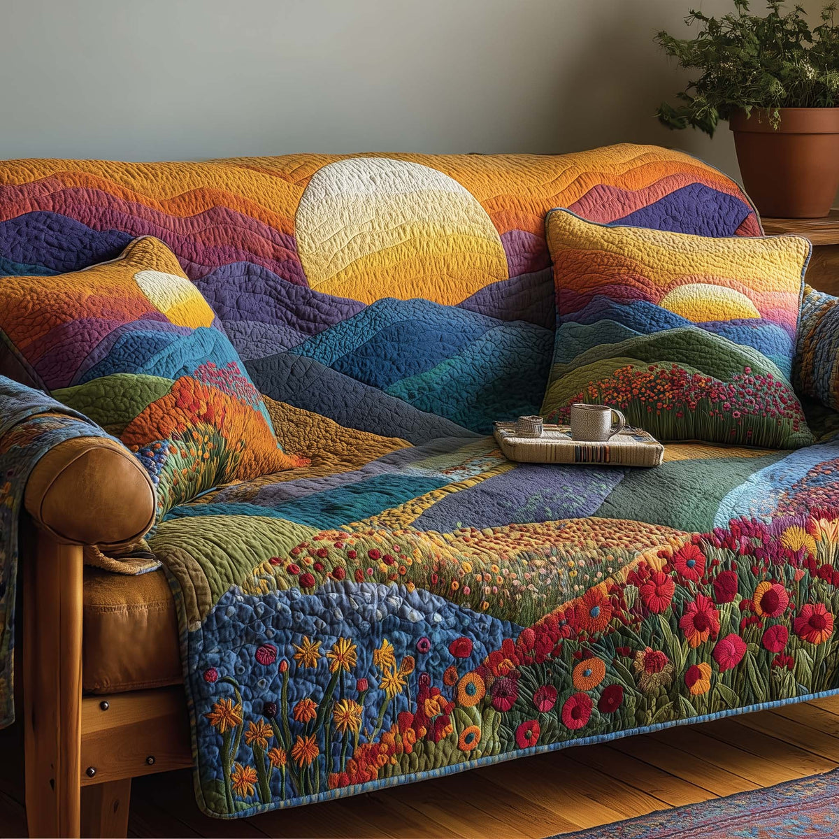 Wildflower Hills in Blue and Purple Sofa Cover