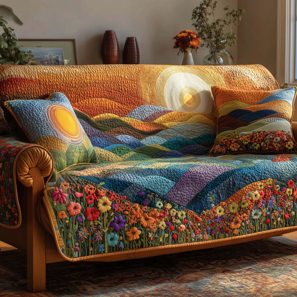 Sun Above the Flower Meadow Sofa Cover