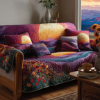 Purple Hills with Scarlet Blooms Sofa Cover