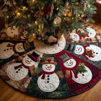 Snowman Wheel in Tartan Christmas Tree Skirt
