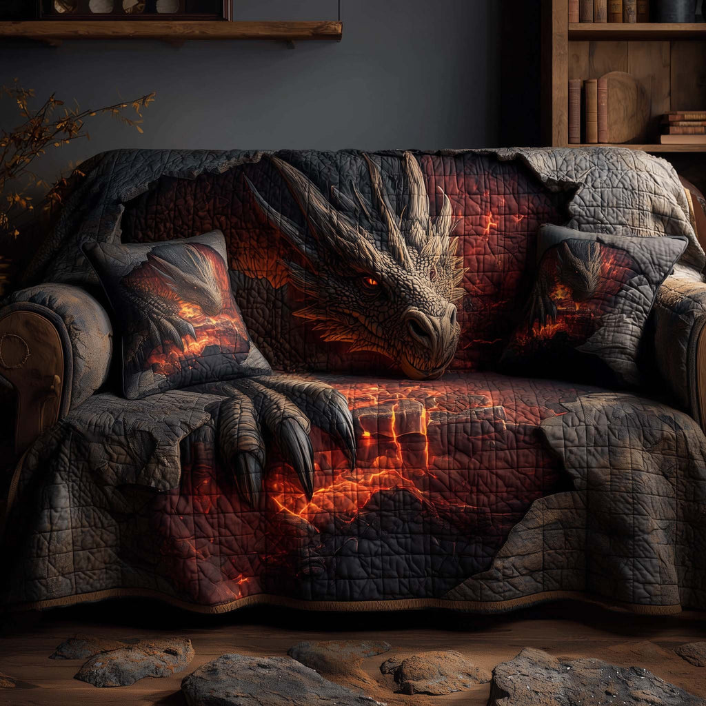 Dragon Above the Glowing Lava Cracks Sofa Cover