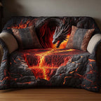 Silver Dragon Over the Lava River Sofa Cover