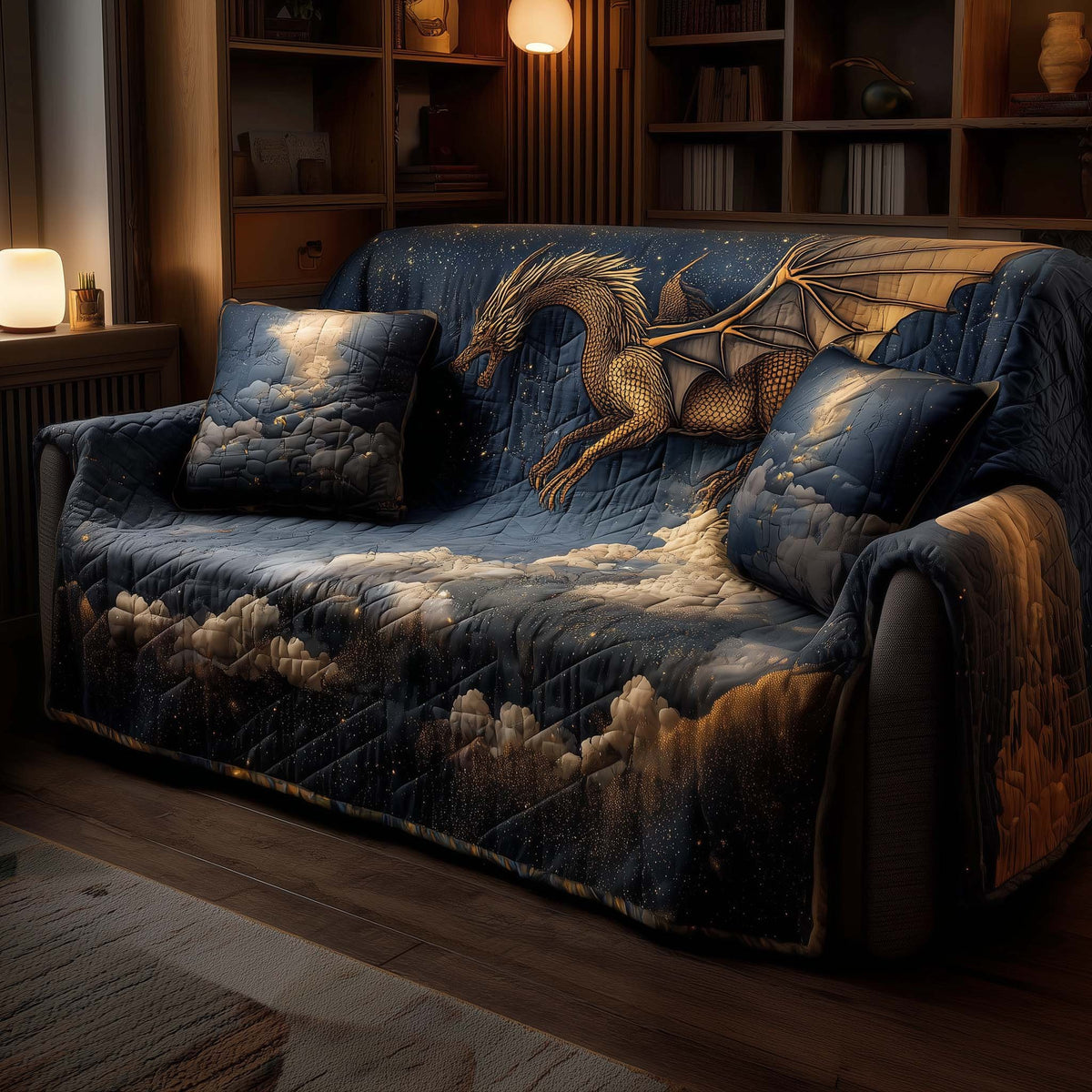 Dragon on the Misty Cliff Edge Sofa Cover