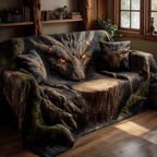 Grey Dragon Beside the Tree Stump Sofa Cover