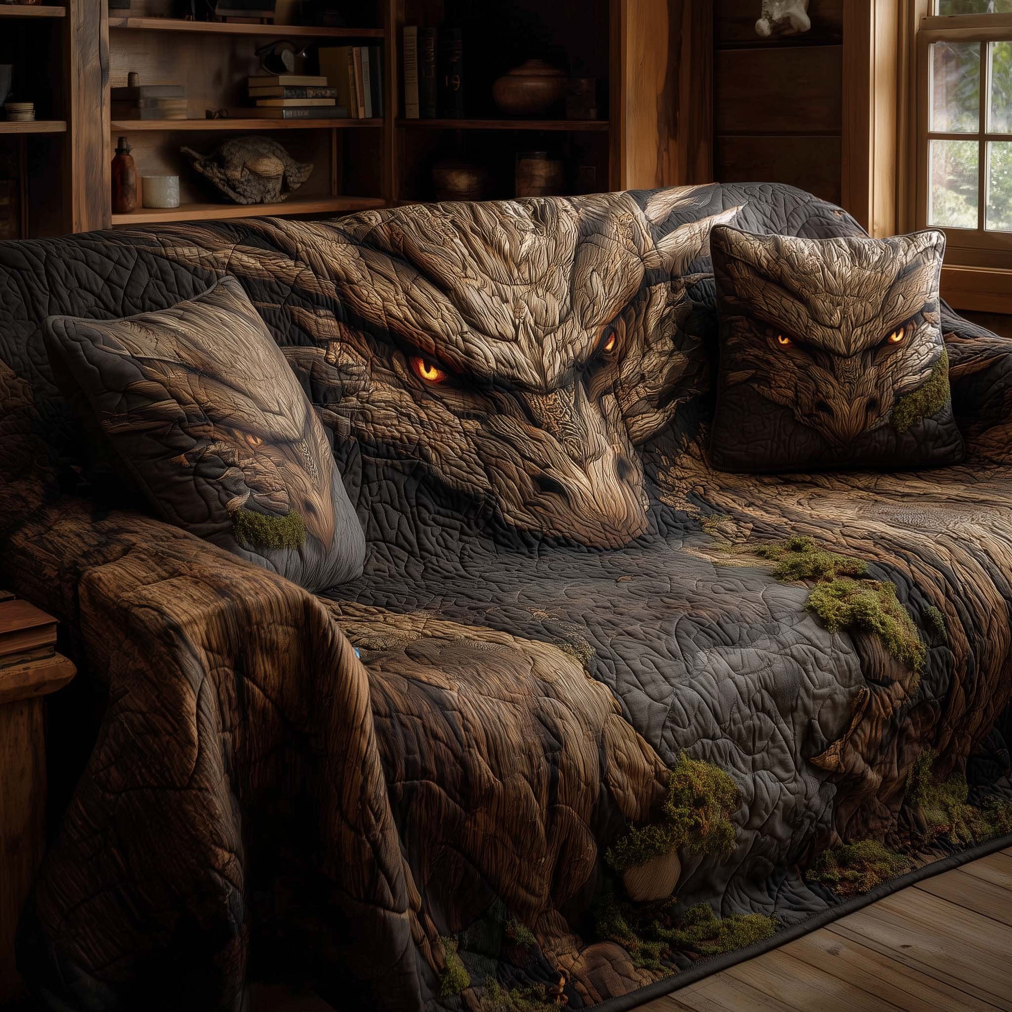 Twin Dragon Heads in the Canyon Sofa Cover