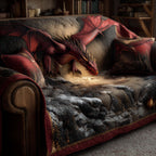 Red Dragon Asleep on the Ledge Sofa Cover