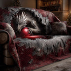 Grey Dragon Guarding a Red Egg Sofa Cover