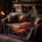 Red Dragon on the Ember Steps Sofa Cover