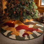 Autumn Mushrooms in Rust and Cream Christmas Tree Skirt